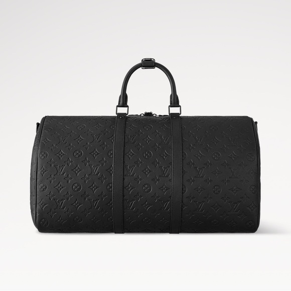 Louis Vuitton Black Duffel Bag with Monogram Pattern and Leather Material - Picture 8 of 10